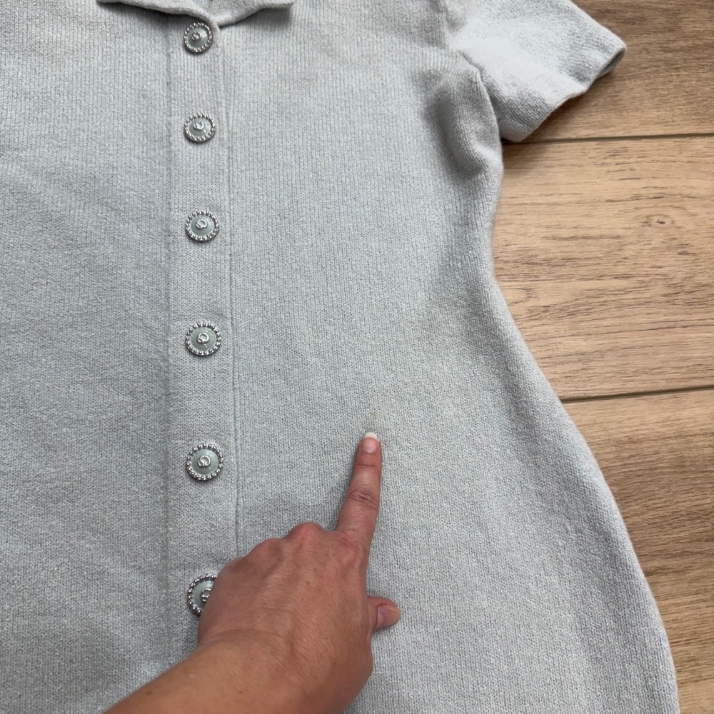 St John Collection‎ Vintage Powder Blue Santana Mini Dress Buttons Twee Luxury 2 - Picture 7 of 16